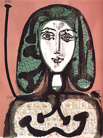 Woman with a Hairnet September 1956 - Pablo Picasso reproduction oil painting