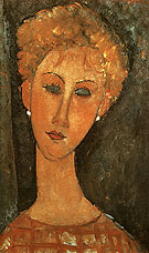 Woman with Earrings 1917 - Amedeo Modigliani reproduction oil painting