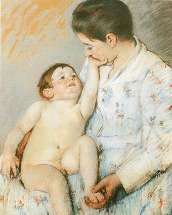 Baby's First Caress - Mary Cassatt reproduction oil painting