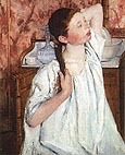 Girl Arranging Her Hair - Mary Cassatt reproduction oil painting
