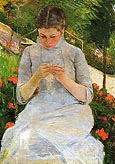 Young Woman Sewing 1883 - Mary Cassatt reproduction oil painting
