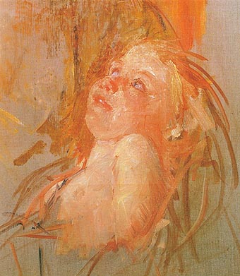 Young Child in its Mothers Arms Looking at Her with Intensity 1910 - Mary Cassatt reproduction oil painting