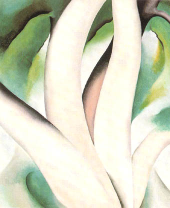 Birch Trees at Dawn on Lake George 1926 - Georgia O'Keeffe reproduction oil painting