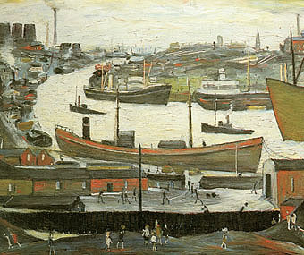 River Wear at Sunderland 1961 - L-S-Lowry reproduction oil painting