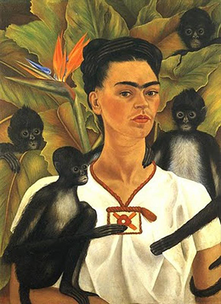 Self Portrait with Monkeys 1943 - Frida Kahlo reproduction oil painting