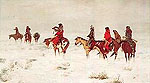 Lost in a Snow Storm - Charles M Russell reproduction oil painting