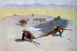 The Fight for the Waterhole - Frederic Remington reproduction oil painting