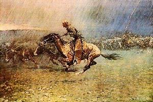 The Stampede - Frederic Remington reproduction oil painting