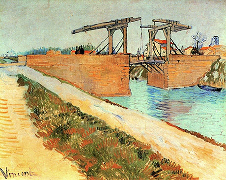 Langlois Bridge at Arles with Road Alongside the Canal - Vincent van Gogh reproduction oil painting