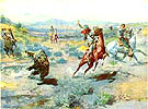 Roping a Grizzly - Charles M Russell reproduction oil painting