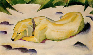 Dog Lying in the Snow - Franz Marc reproduction oil painting