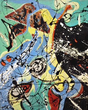 Composition mit blau - Jackson Pollock reproduction oil painting