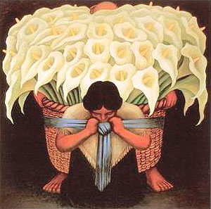 Calla Lily Vendor El Vendedor de Alcatraces - Diego Rivera reproduction oil painting