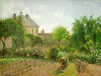 Artist`s Garden at Eragny - Camille Pissarro reproduction oil painting