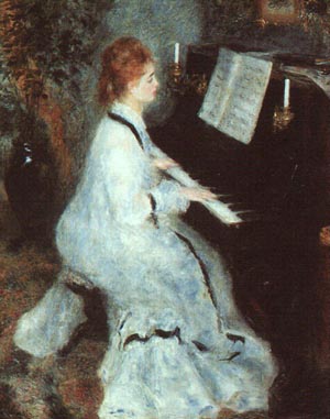 Lady at the Piano 1875 - Pierre Auguste Renoir reproduction oil painting