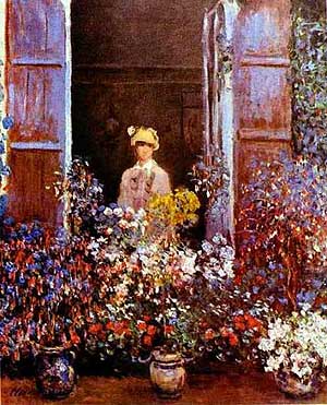 Camille Monet at the Window. - Claude Monet reproduction oil painting