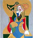 Seated Woman in Yellow and Green Hat. - Pablo Picasso reproduction oil painting