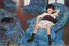 Little Girl in a Blue Armchair, 1878 - Mary Cassatt reproduction oil painting