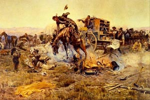 Camp Cook's Troubles - Charles M Russell reproduction oil painting