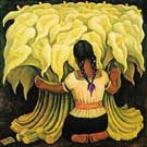 Girl with Lilies - Diego Rivera reproduction oil painting