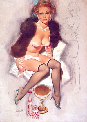 KEEPING WARM - Pin Ups reproduction oil painting