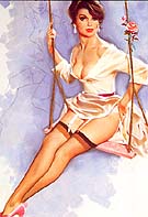 ROSE ON A SWING - Pin Ups reproduction oil painting