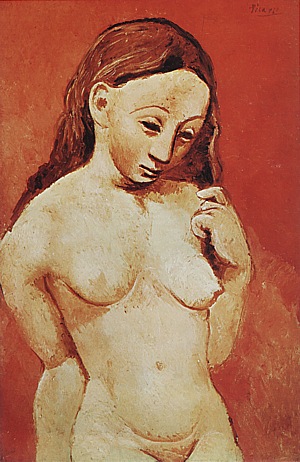 Nude against a Red Background 1906 - Pablo Picasso reproduction oil painting