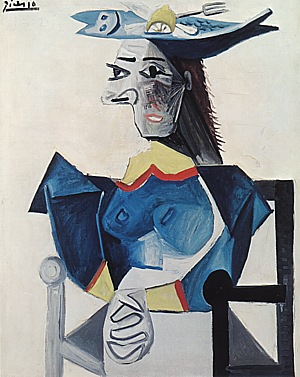 Woman in a Fish Hat 1942 - Pablo Picasso reproduction oil painting