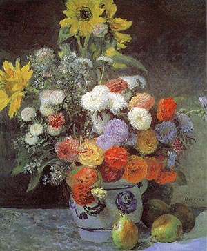 Mixed Flowers in Earthenware Pot 1896 - Pierre Auguste Renoir reproduction oil painting