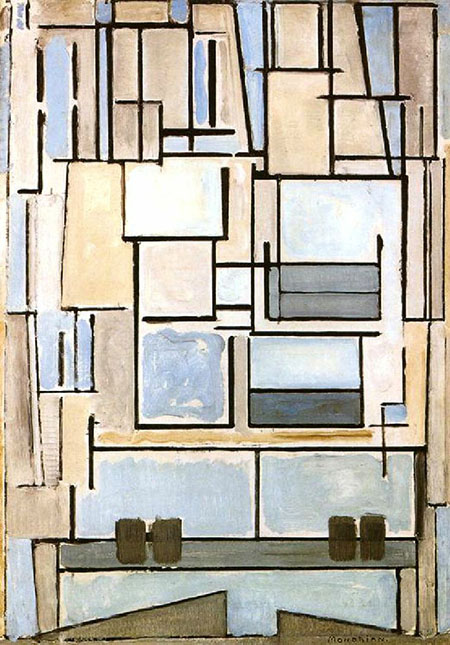 Composition No 9 Blue Facade c1913 - Piet Mondrian reproduction oil painting