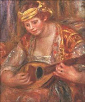 Woman with a Mandolin - Pierre Auguste Renoir reproduction oil painting