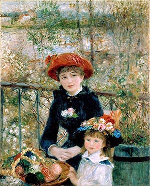 Two Sisters on the Terrace - Pierre Auguste Renoir reproduction oil painting