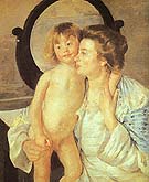 Mother and Child 1901 (Oval Mirror) - Mary Cassatt reproduction oil painting