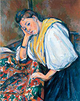 Young Italian Girl Resting on her Elbow 1910 - Paul Cezanne reproduction oil painting