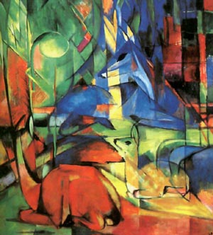 Deer in the Forest 1914 - Franz Marc reproduction oil painting