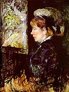 The Visitor (Portrait of a Woman in Profile) - Mary Cassatt reproduction oil painting