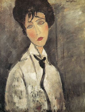 Woman with Black Necktie  1917 - Amedeo Modigliani reproduction oil painting