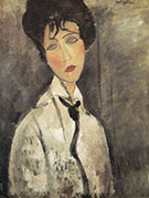 Woman with Black Necktie 1917 - Amedeo Modigliani reproduction oil painting