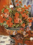 Geraniums and Cats 1881 - Pierre Auguste Renoir reproduction oil painting