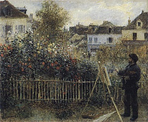 Monet Painting in his Argenteuil Garden, 1873 - Claude Monet reproduction oil painting