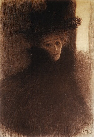 Lady with Cape and Hat, Three-Quarter View from the Right, 1897/98 - Gustav Klimt reproduction oil painting