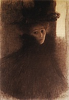 Lady with Cape and Hat, Three-Quarter View from the Right, 1897/98 - Gustav Klimt reproduction oil painting