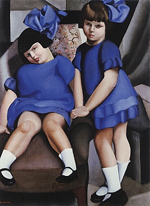 Two Little Girls with Ribbons, 1925 - Tamara de Lempicka reproduction oil painting