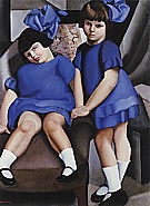 Two Little Girls with Ribbons, 1925 - Tamara de Lempicka reproduction oil painting