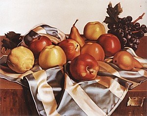 Still Life of Fruits and Silk Drape, 1949 - Tamara de Lempicka reproduction oil painting