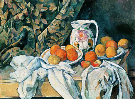 Still Life with Curtain and Flowered Pitcher 1899 - Paul Cezanne reproduction oil painting