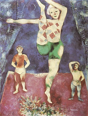 The Three Acrobats 1926 - Marc Chagall reproduction oil painting