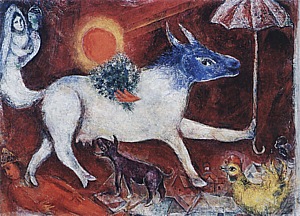 Cow with Parasol 1946 - Marc Chagall reproduction oil painting