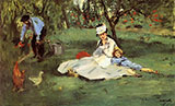 The Monet Family in their Garden 1874 - Edouard Manet reproduction oil painting