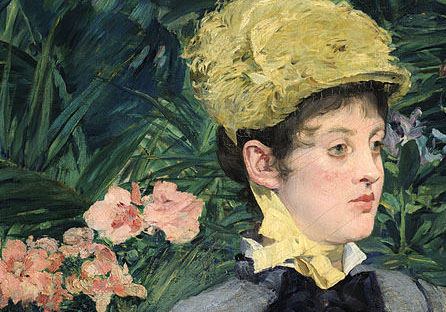 In the Conservatory Detail 1879 - Edouard Manet reproduction oil painting